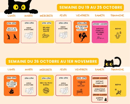 Planning des animations aux Ondines