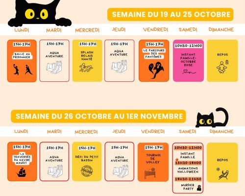 Planning des animations aux Ondines